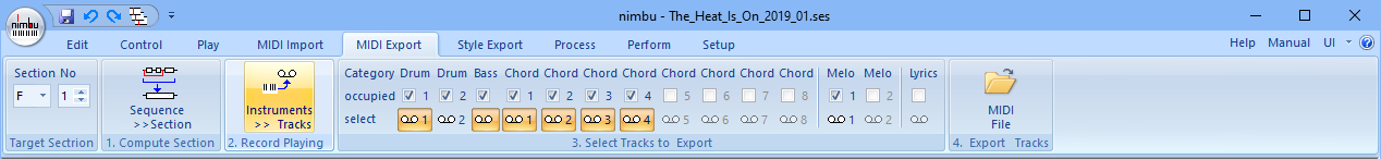 MIDI Export Tab