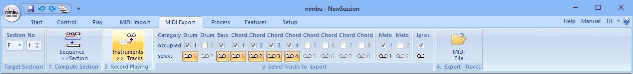 MIDI Export Tab